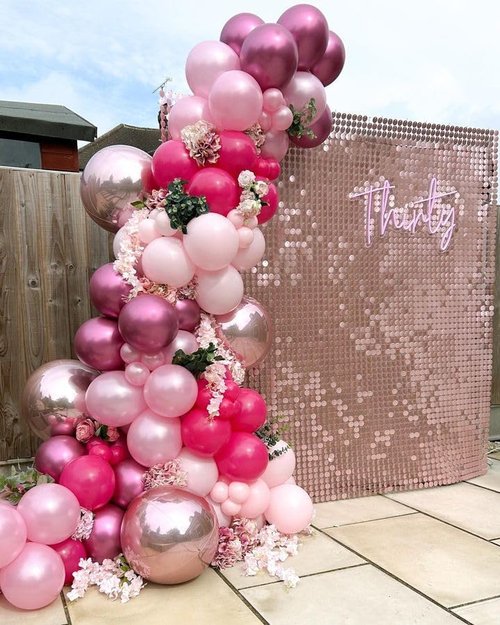 Bezente Pink Balloons Set - 60pcs 12-Inch Metallic Pearl & Latex Balloons for Birthday & Baby Showers