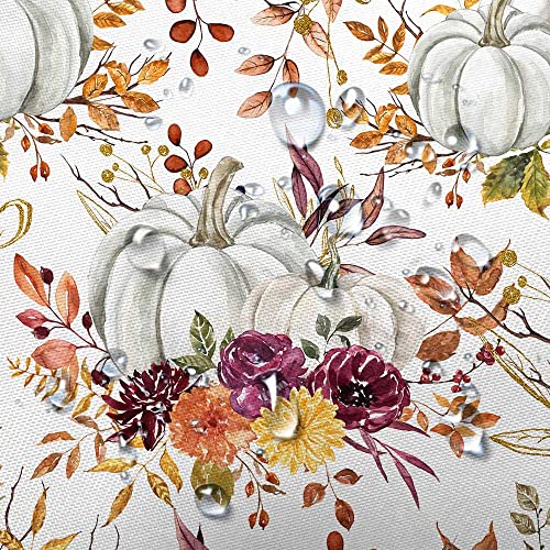 Boho Fall Pumpkin Shower Curtain, Rustic Floral Farmhouse Bath Decor 70x70