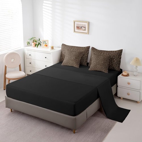 Erosebridal Leopard Print 7 Pieces Comforter Set Queen Size,Cheetah Print Super Soft Bedding Set,Brown Camo Printed Bed Set Includes Comforter, Sheet Set, Pillowcases & Pillow Covers Bedroom Decor