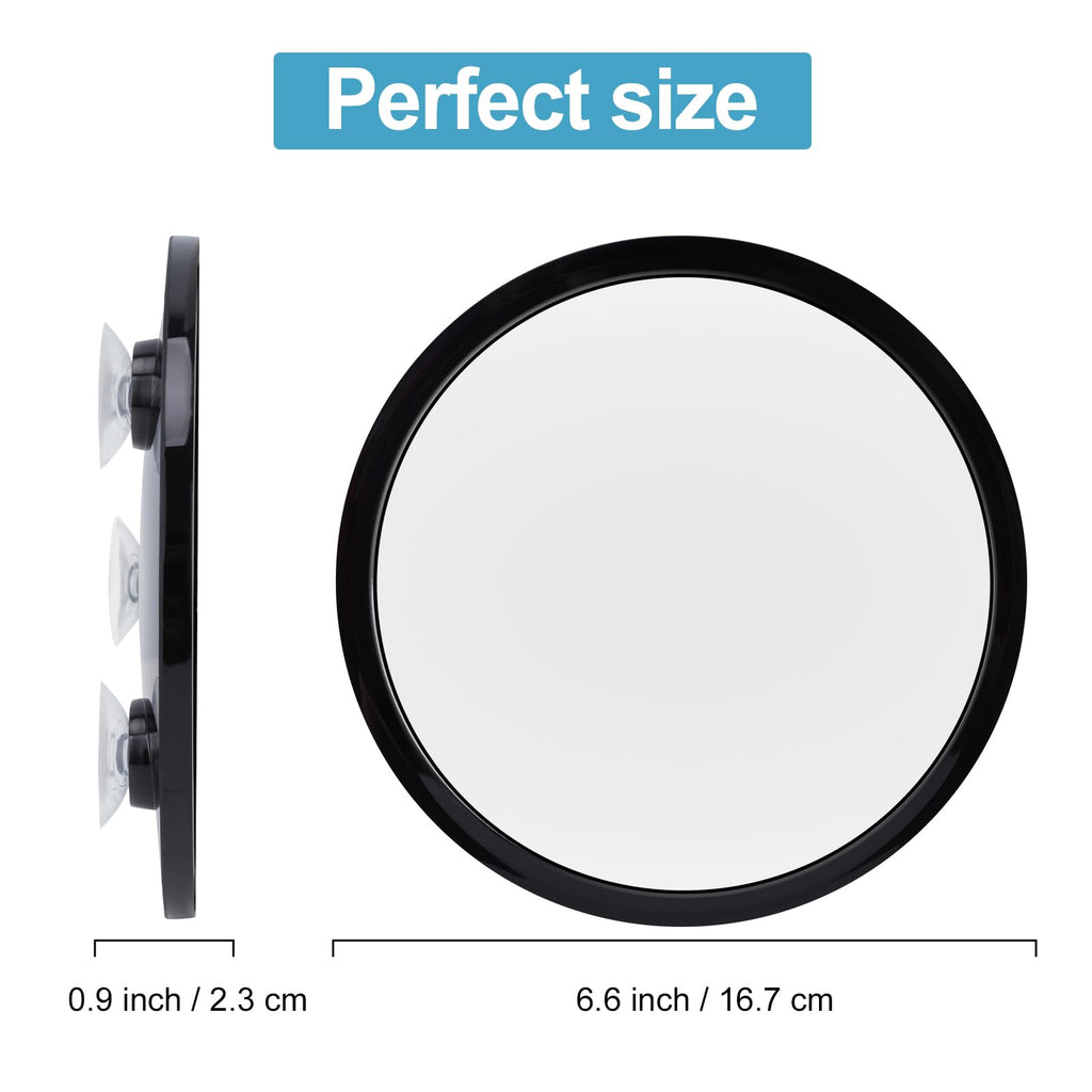 YoHumk Fogless Shower Mirror for Shaving and Makeup with 3 Removable Powerful Suction Cups, Shatterproof Anti Fog Mirror for Shower and Bathroom, Glassless Safety Kids Mirror (Black)