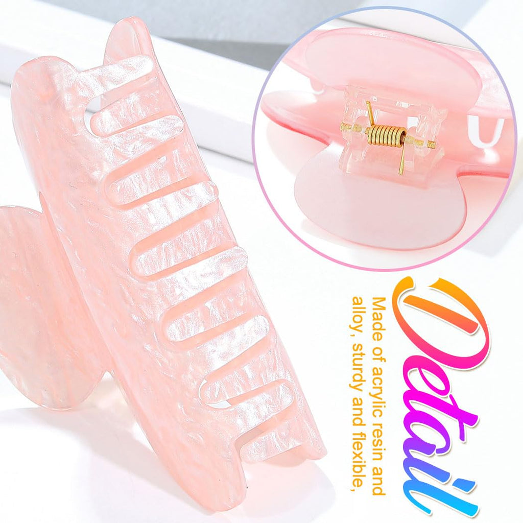CAKURE Claw Clips - Pink Acrylic Hair Clips for Women & Girls | Pack of 2