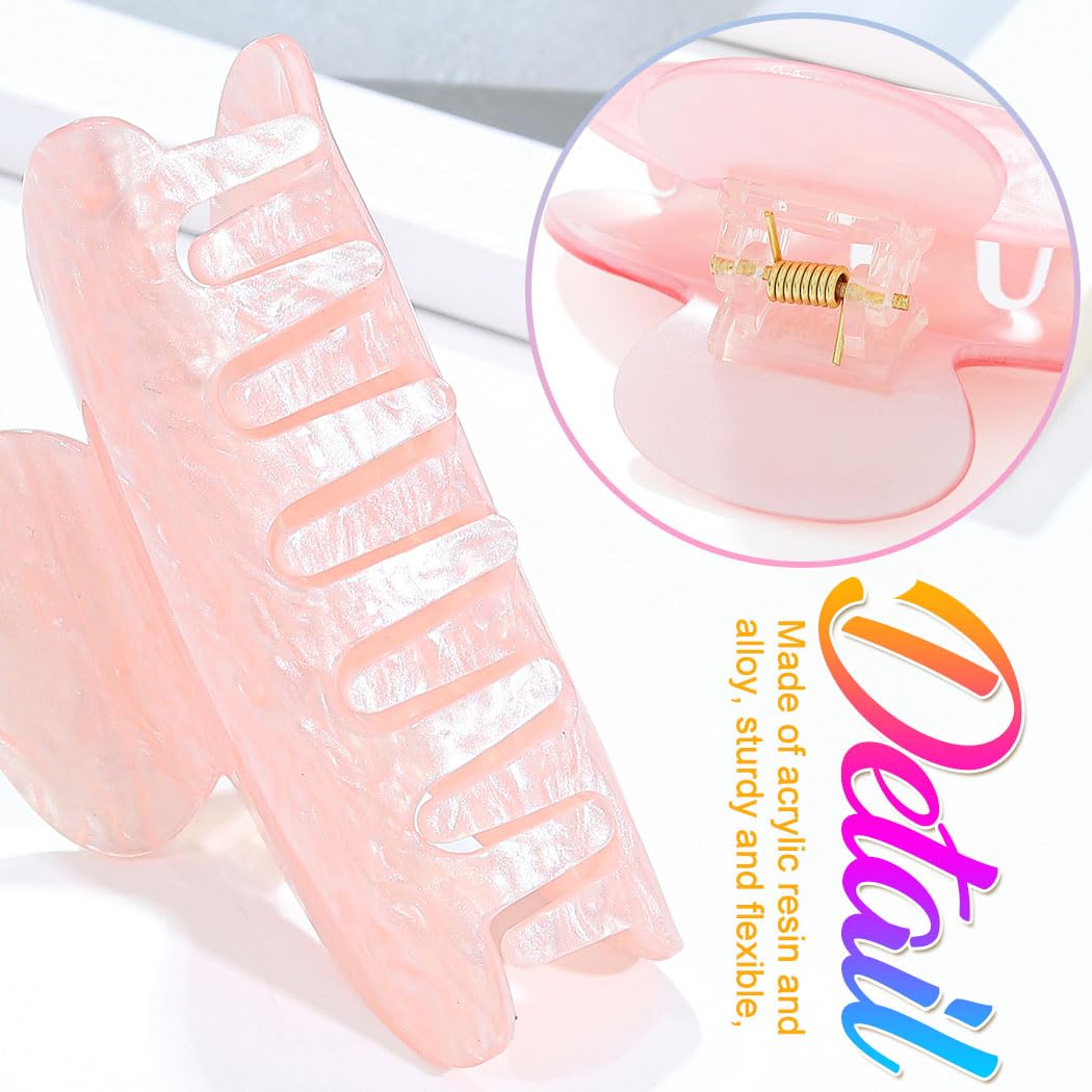 CAKURE Claw Clips - Pink Acrylic Hair Clips for Women & Girls | Pack of 2