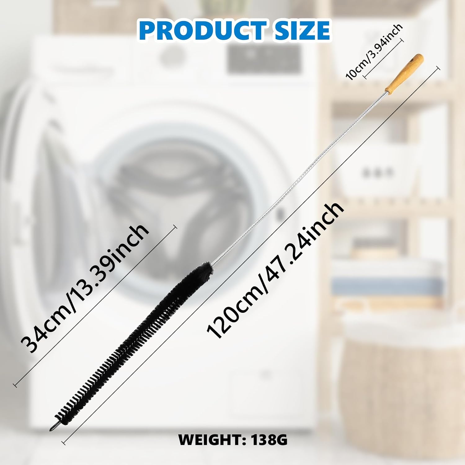 Skiennix Dryer Lint Brush - 47.2 Inch Extra Long Flexible Tool for Efficient Lint Trap Cleaning