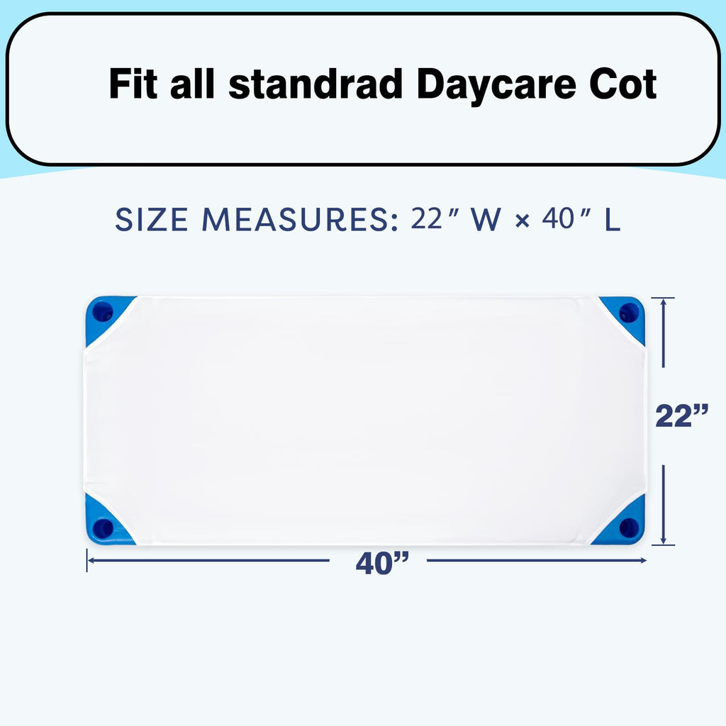 10 Pack Daycare Cot Sheets, 22" x 40" Daycare Cot Size Sheet with Corner Elastic Loops for Child Boys Girls, Breathable, Durable & Easy Care Nap Mat Bedding for Toddlers & Preschoolers, White