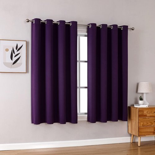 ChrisDowa Grommet Blackout Curtains - Thermal Insulated Room Darkening Panels, Royal Purple, 52W x 54L