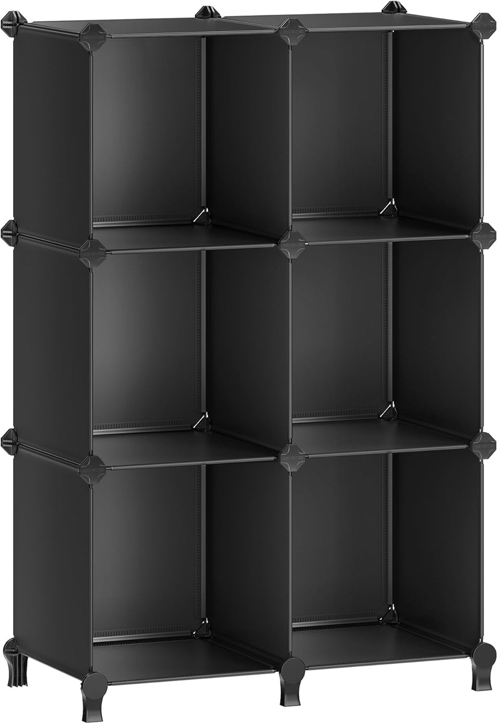 SONGMICS 6 Cube Storage Organizer - Modular Bookshelf & DIY Closet Solution | Black, 11.8" Cubes