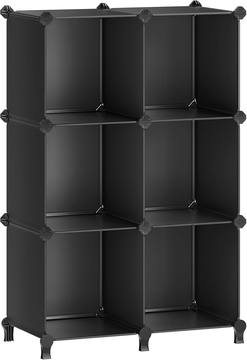 SONGMICS 6 Cube Storage Organizer - Modular Bookshelf & DIY Closet Solution | Black, 11.8" Cubes