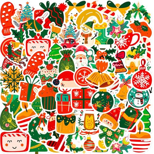100-Piece Christmas Stickers - Waterproof Cute Holiday Designs
