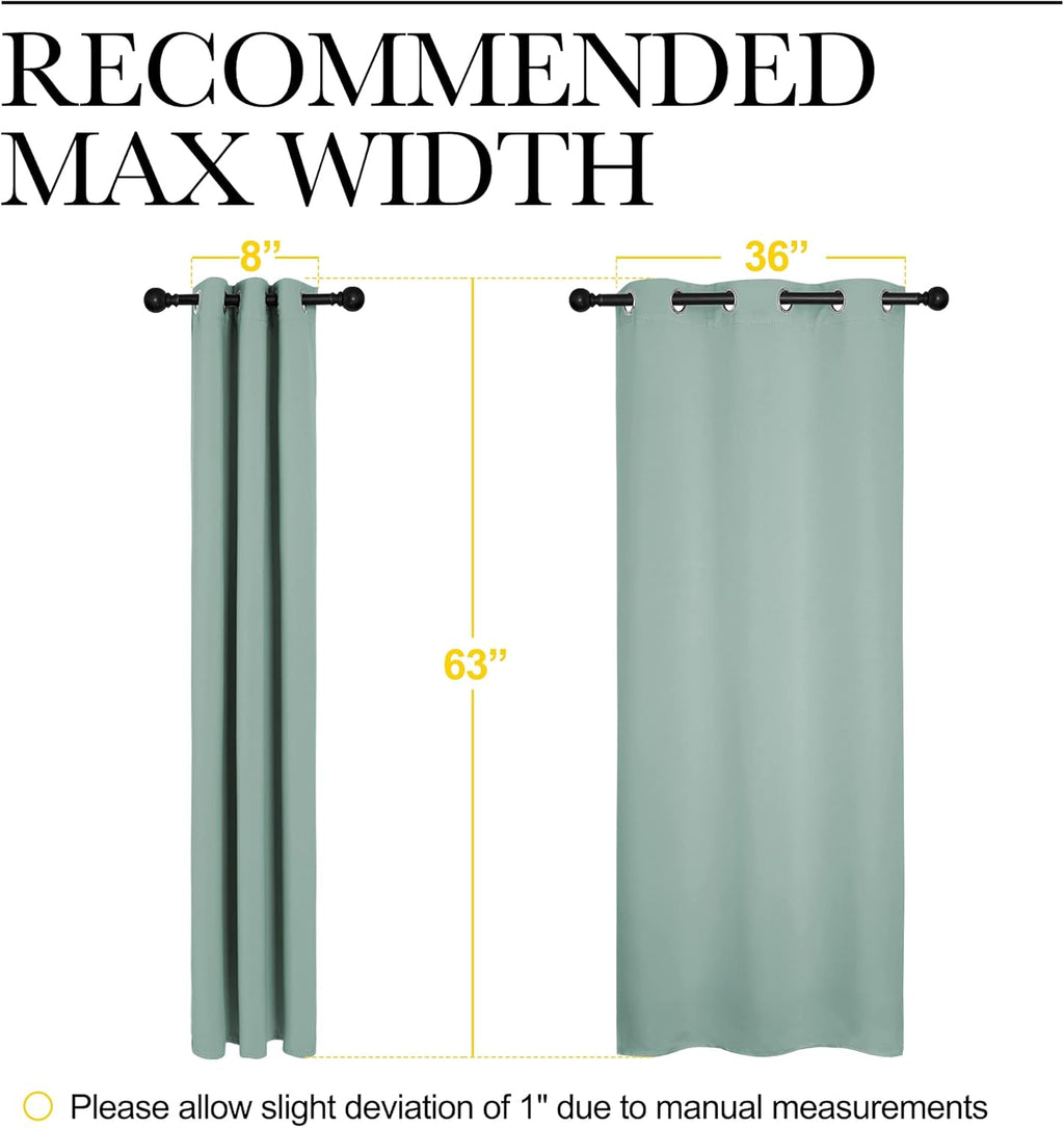 NICETOWN Small Window Curtains - Thermal Insulated Grommet Drapes in Seafoam Green | Set of 2 (W42" x L63")