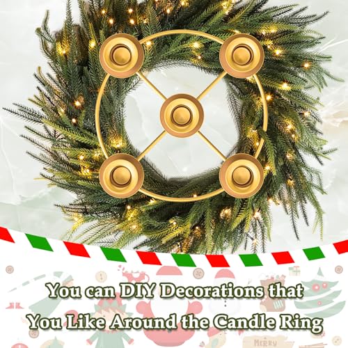 Gold 5-Candle Advent Wreath Candle Holder for Christmas Table Decor