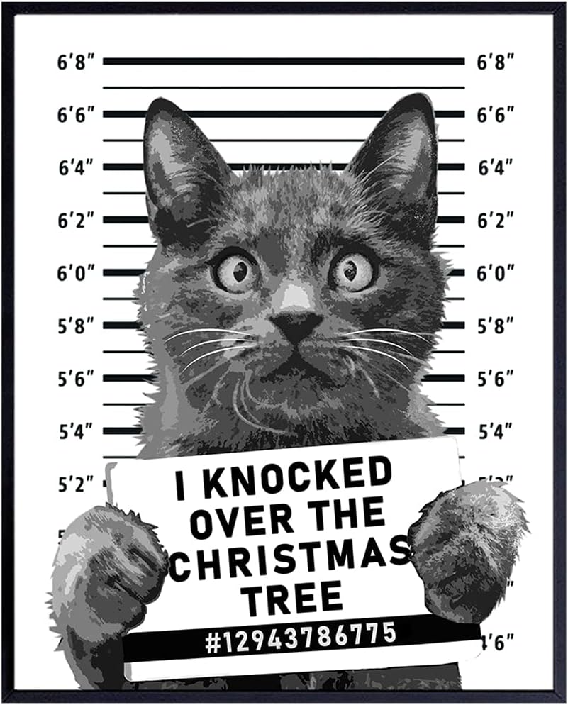 Skiennix Cat Christmas Tree Wall Art | Cute Holiday Decoration for Cat Lovers | 8x10 Unframed Print