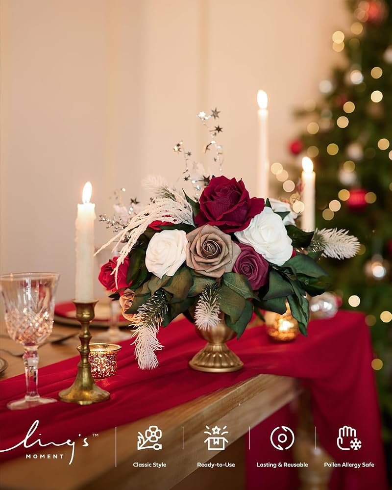Ling's Moment 14ft Red Table Runner - Wedding Sheer Chiffon, 1pc