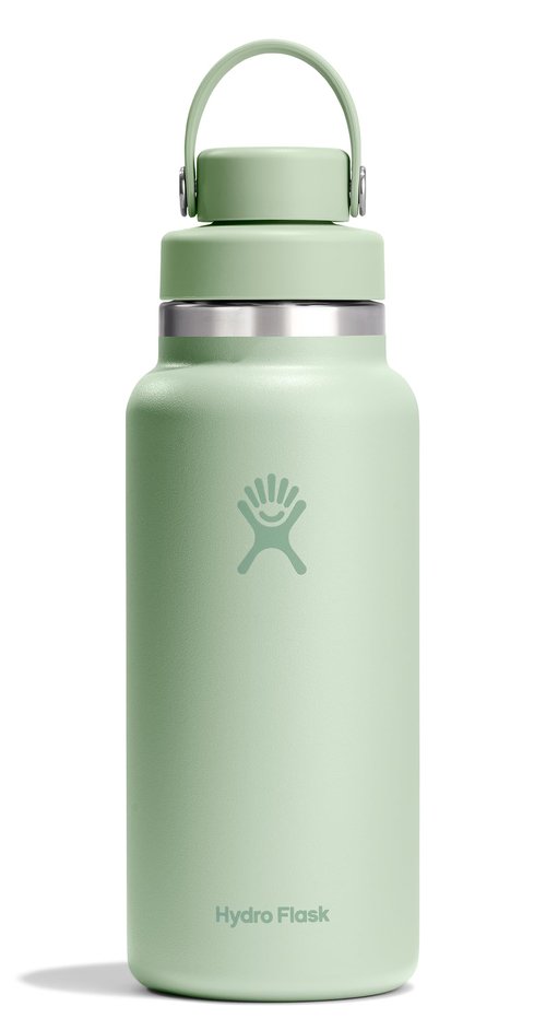 Hydro Flask Water Bottle - Insulated Stainless Steel - Wide Mouth Chug Lid, Non Spill, Leakproof in 32 Oz Aloe Green
