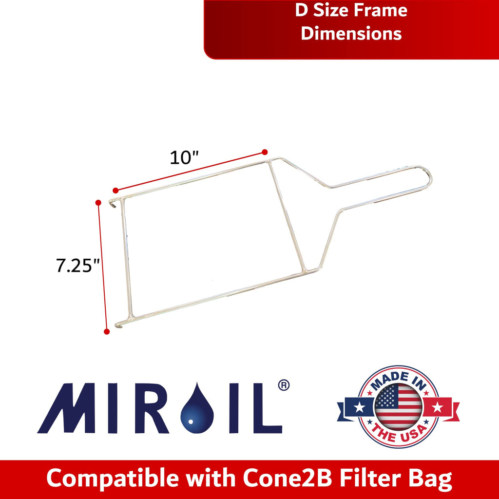 MirOil CONE2B Fryer Filter Bag & Frame Combo Set – Durable Reusable Strainer Bag and Metal Support Frame for Commercial Kitchen Use - Compatible with MirOil Blue Oil Caddy - Model #30L