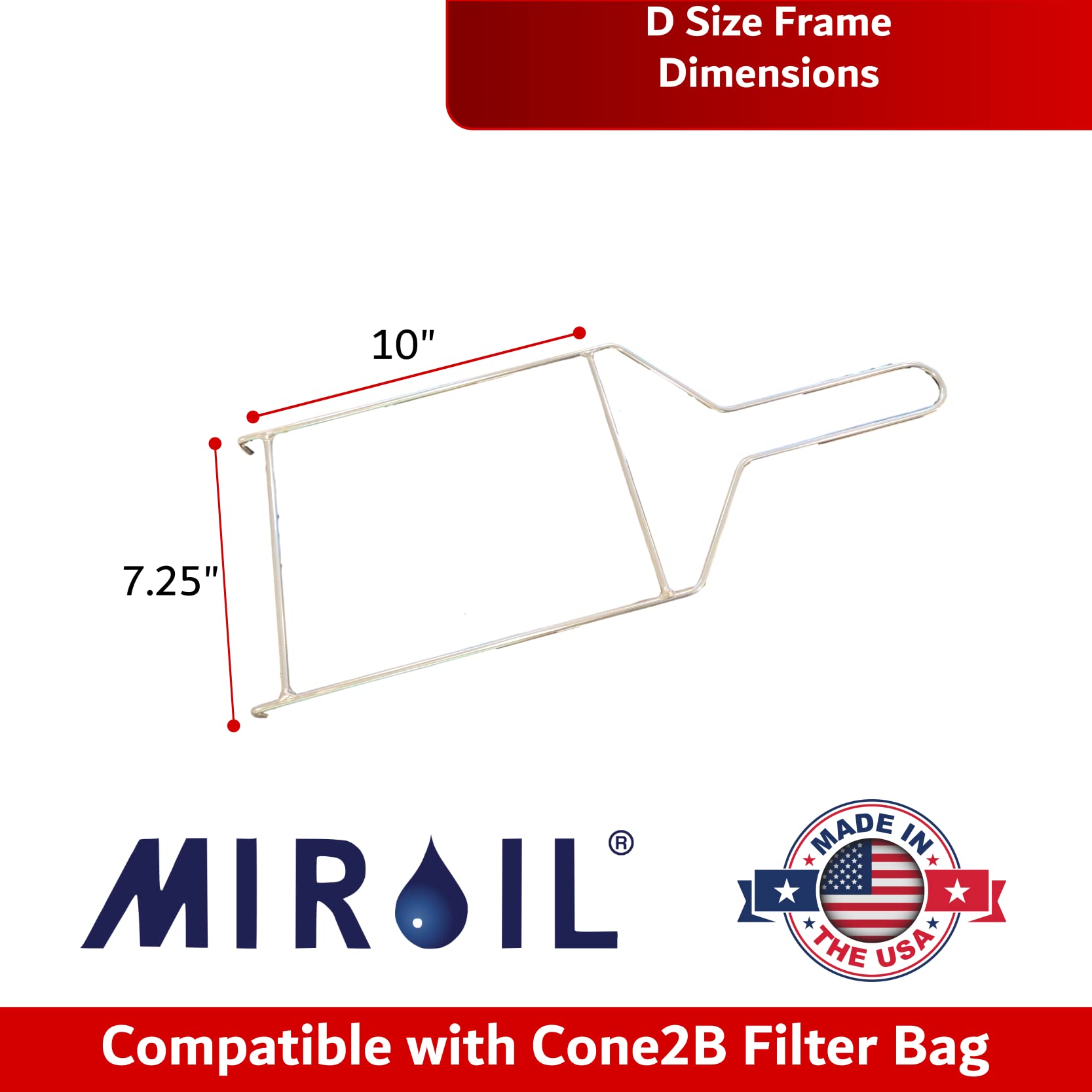 MirOil CONE2B Fryer Filter Bag & Frame Combo Set – Durable Reusable Strainer Bag and Metal Support Frame for Commercial Kitchen Use - Compatible with MirOil Blue Oil Caddy - Model #30L