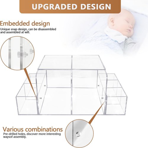 GILPWA Diaper Caddy - Clear Acrylic Organizer for Baby Changing Table | Detachable Design for Essentials