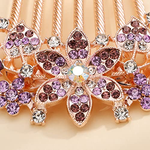 Missgrace Crystal Floral Wedding Hair Comb Rhinestone Bridal Side Comb