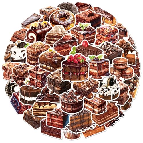 50 Waterproof Chocolate Dessert Stickers for DIY Decor