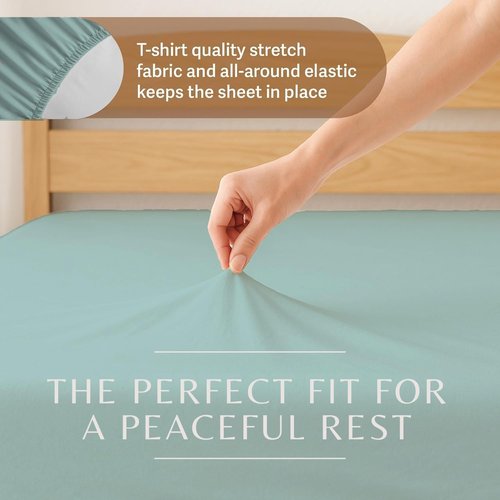 BLISSFORD - 4 Pack Fitted Hospital Bed Sheets with Elastic All Around for a Perfect Fit - Cotton Rich Soft Knitted Jersey Sheet, 36” x 84” x 12” - Blue