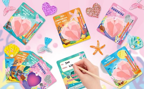 PaLeyFer 24Pack Valentines Day Cards w/ Heart-Shaped Plas-ter Dig Kits for Kids Students Classroom, Valentines's Day Gifts for Exchange Prize, Valentine's Party Favors for Boys Girls