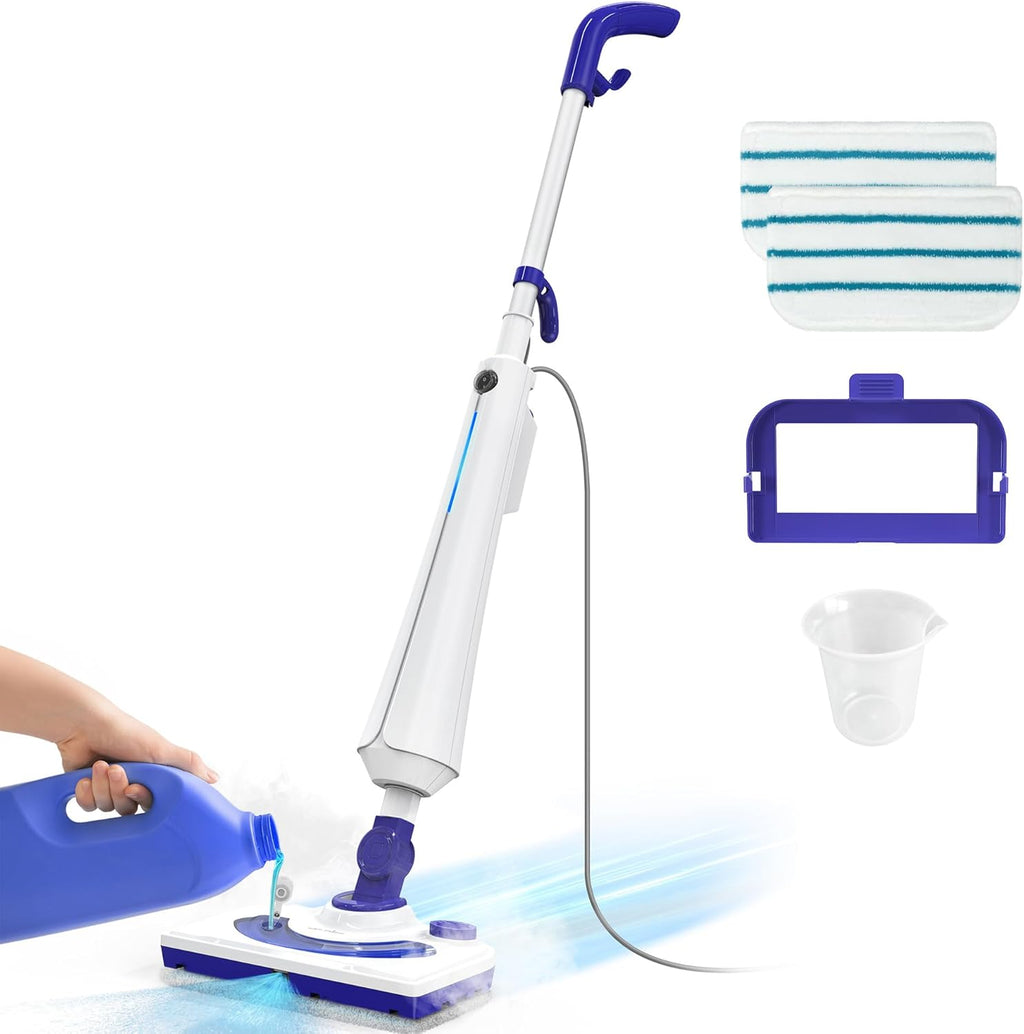 Skiennix 1300W Steam Mop Cleaner - Fast Heating 25s Floor Steamer for Hardwood & Tiles | Lightweight with 2 Washable Pads