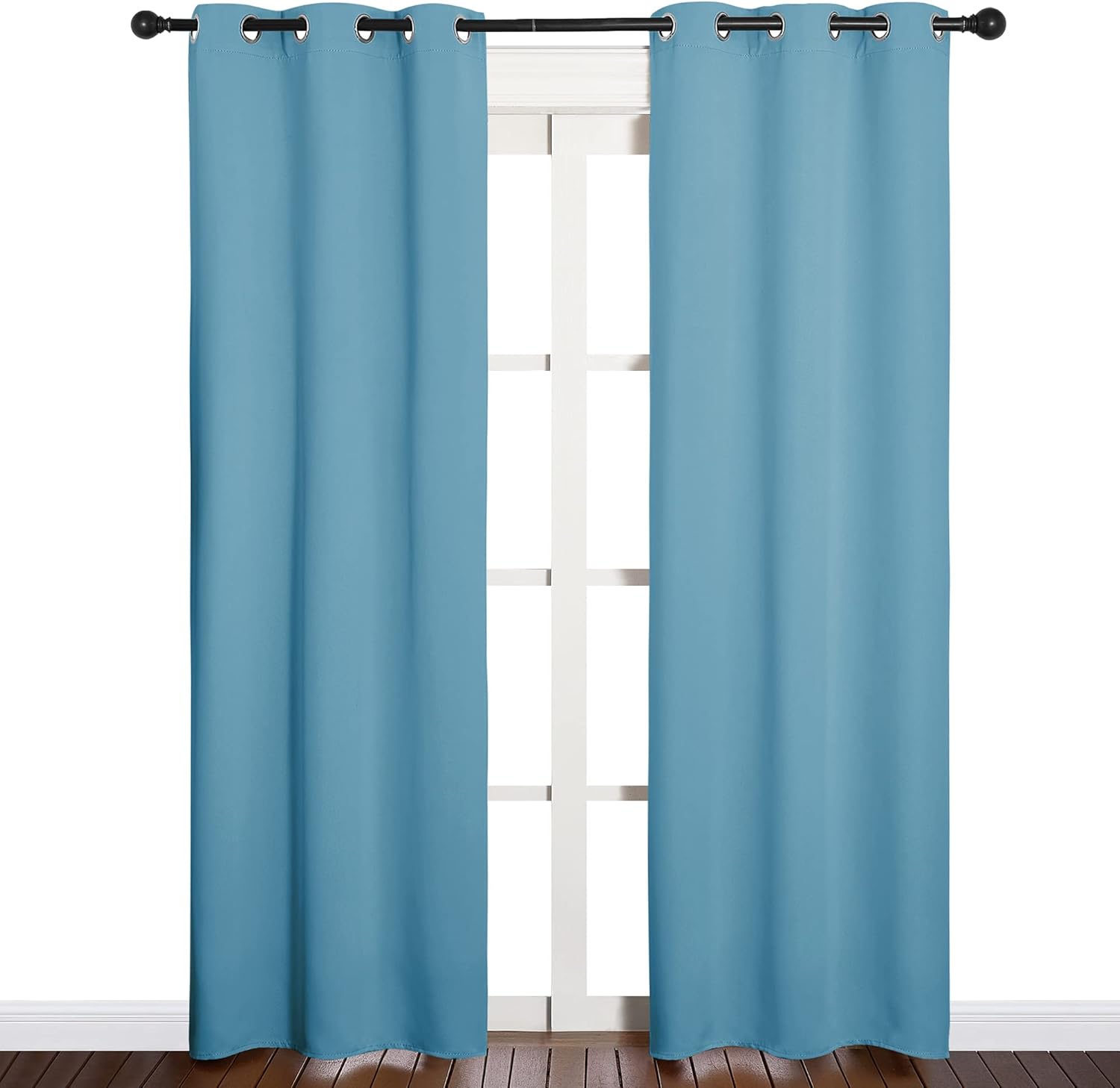 NICETOWN Thermal Curtains - Insulated Blackout Drapes for Kids Room | Teal Blue, Set of 2, 34x84 Inches