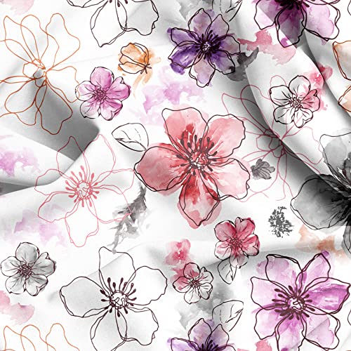 YIYEA King Pillow Cases Set of 2, Floral Brushed Microfiber, 20 x 36 Inch