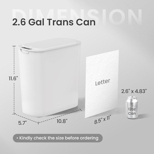 Cesun Automatic Motion Sensor Trash Can - Touchless 2.6 Gallon Slim White Waste Bin for Bathroom, Office & Home