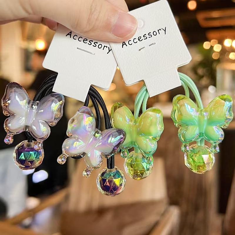 KUNHEHO Butterfly Elastic Hair Ties 10-Count Pain-Free Ponytail Holders
