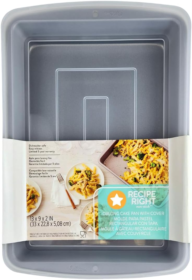 Nonstick Baking Pan by [Brand Name] - 9x13 Inch Covered Cake Pan for Brownies, Lasagna | Dishwasher & Freezer Safe