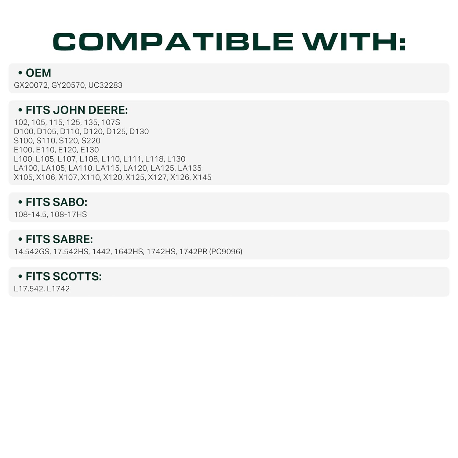 UDC Parts Deck Belt Replacement - Fits John Deere 42 Inch Models D105, D110, E100 & More | 104 Inch
