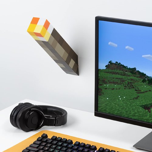 Minecraft Torch Light - Official Merchandise - 2 Light Modes, 2 Modes of Use, Battery Powered, Gift for Gamers