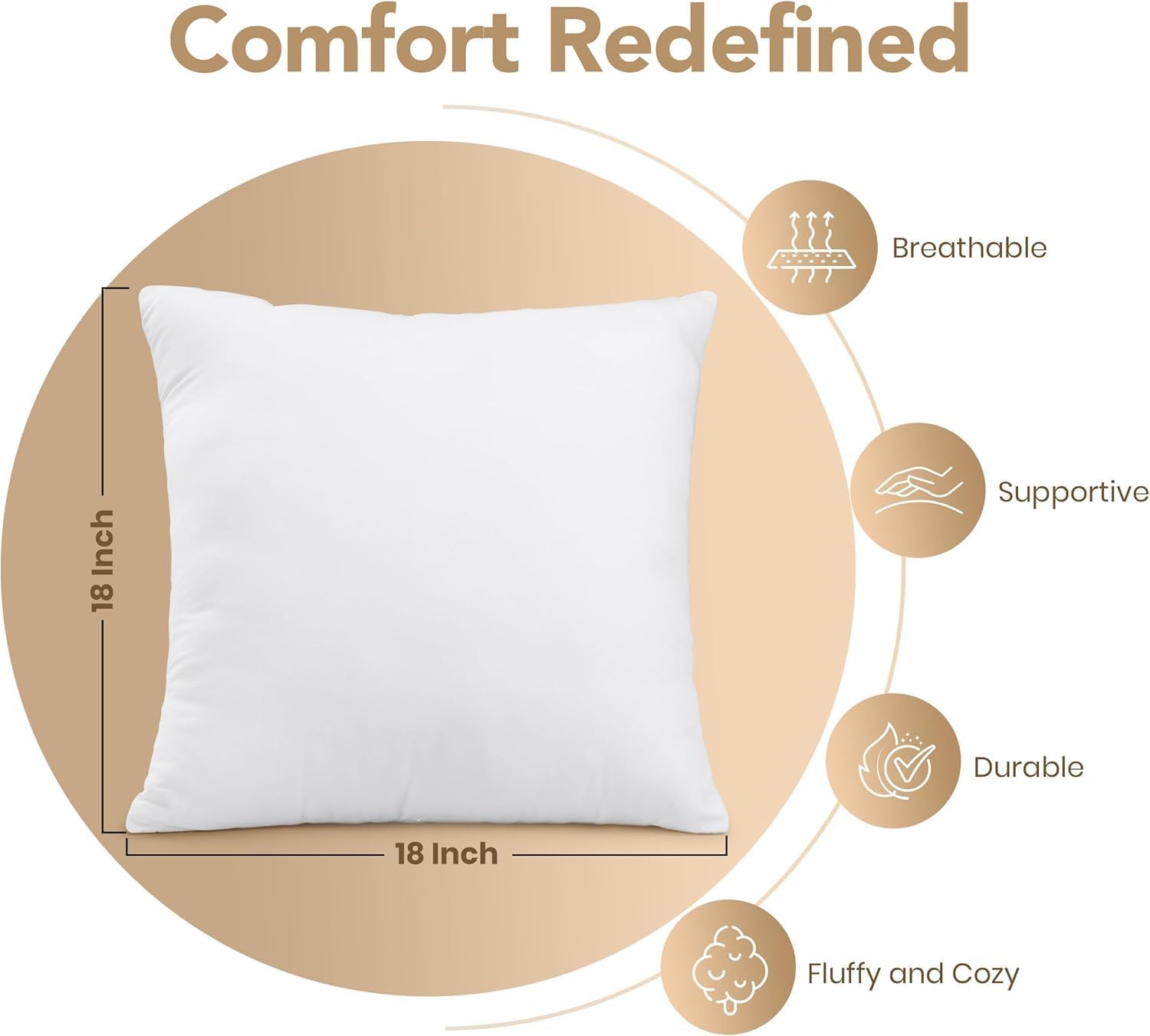 Utopia Bedding Outdoor Pillow Inserts - Water Resistant Garden Throw Pillows | 18 x 18 Inches (Pack of 2)
