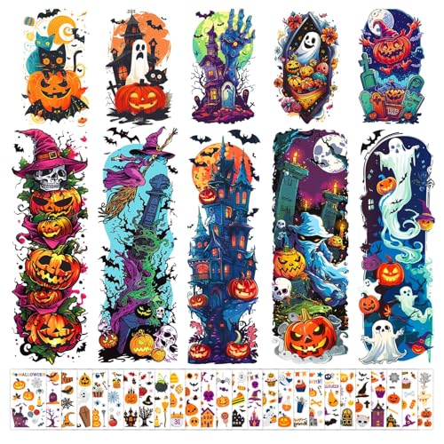 Partywind Kids Temporary Tattoo Sleeves - 36 Sheets Halloween Fake Tattoos