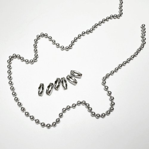 #10 Beaded Ball Chain 10 Feets 4.5mm Bead Chain Extender with 6 Pieces Connector Clasps for Plumbing, Crafts, Industrial Equipment Labeling Applications and Commercial Use (304 Stainless Steel)