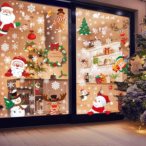 186PCS Christmas Window Clings - Festive PVC Stickers & Decals