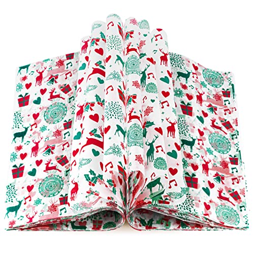 Christmas Wax Paper with Reindeer Pattern - Food Grade Food Wraps, 100 Sheets