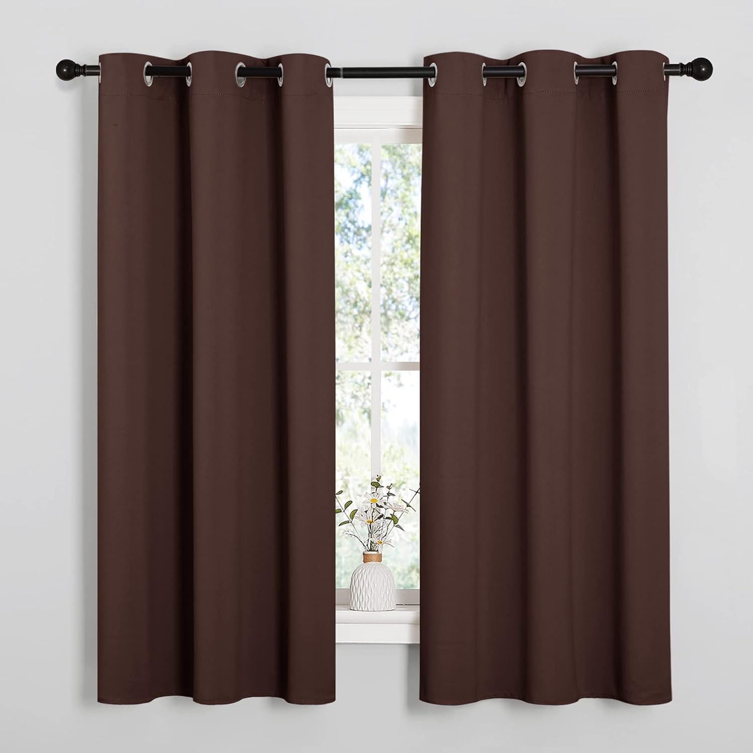 NICETOWN Blackout Curtains - Thermal Insulated Grommet Top for Privacy | Chocolate Brown, 42 x 63 Inches