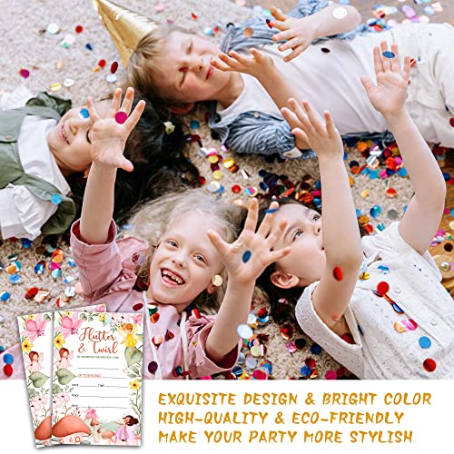 Fairy Garden Birthday Invitations with Envelopes - 20 Pack