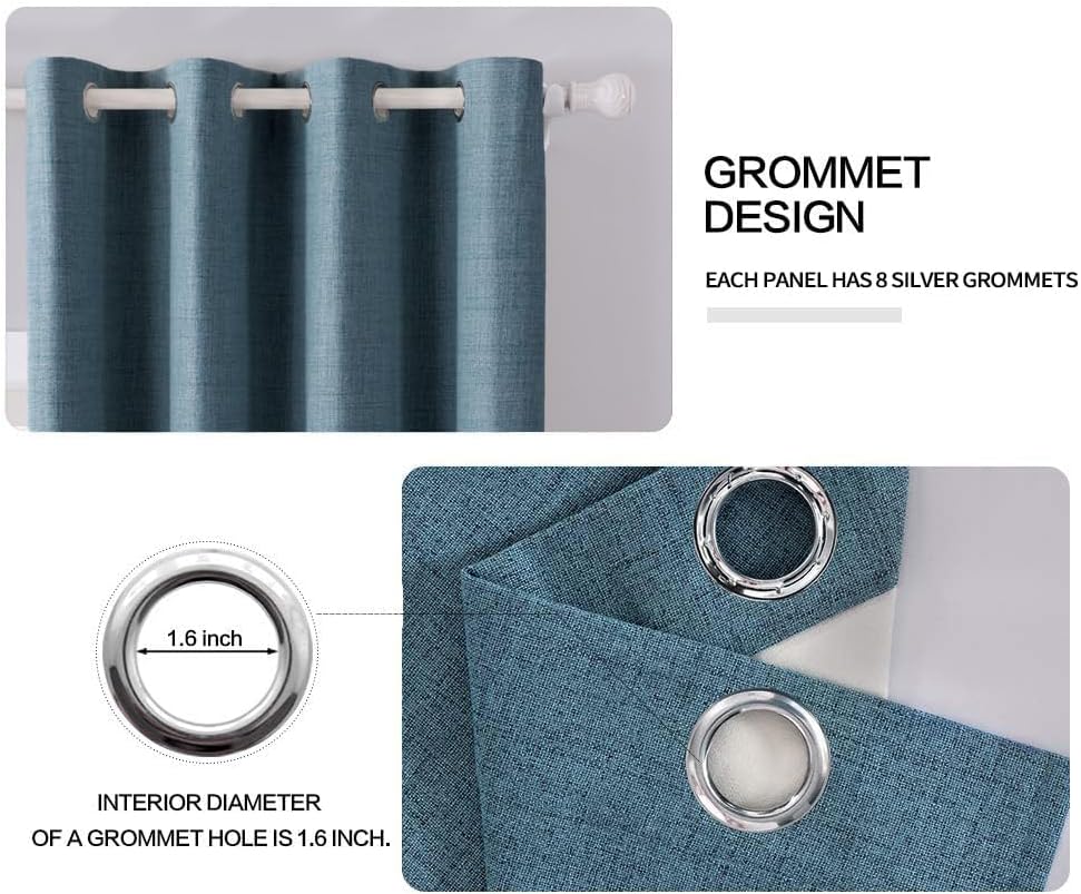 MIULEE Blackout Curtains - 100% Thermal Insulated Linen Texture Drapes | Dusty Blue, 52x54 Inch (2 Panels)