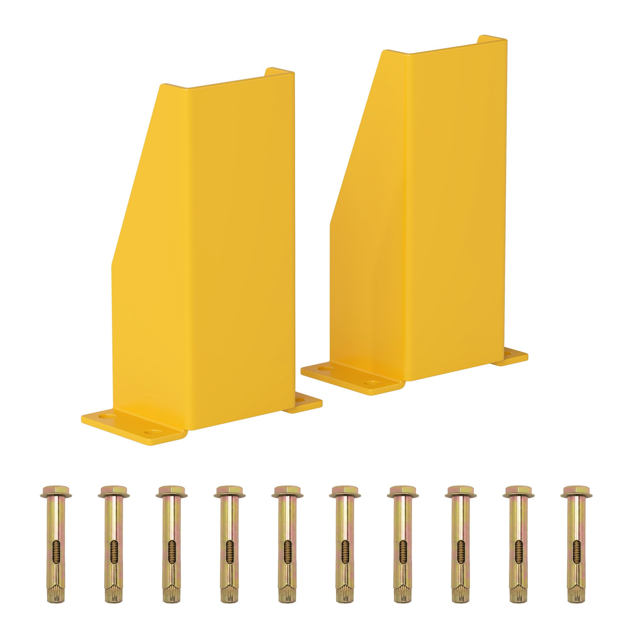 Nisorpa Pallet Rack Post Protectors, 12" Pallet Racking Guards with Hardware U Shape Safety Yellow Pallet Edge Protectors Set of 2