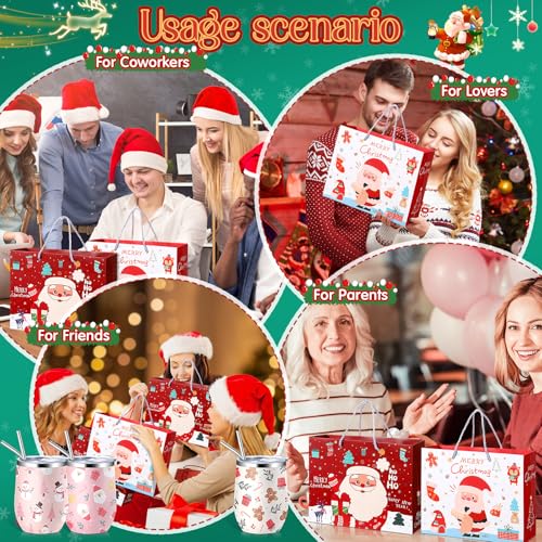 Funny Christmas Gift Set for Coworkers - 6 Sets with Wine Tumblers, Keychains & Cards