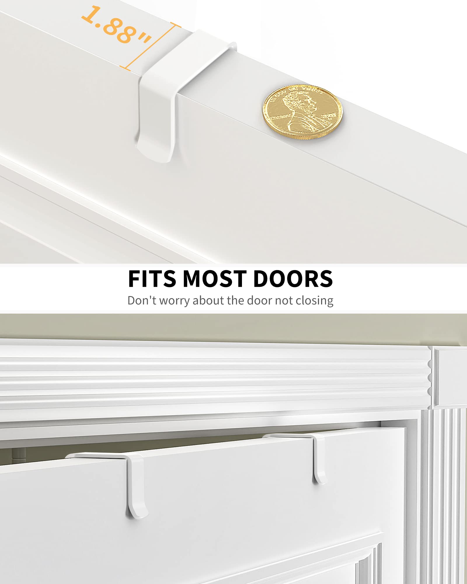 Moforoco White 6-Tier Over Door Pantry Organizer, Pantry Organization Storage, Door Metal Hanging Spice Rack Basket Shelves, Home Kitchen Apartment Essentials, Laundry Room Bathroom Organization
