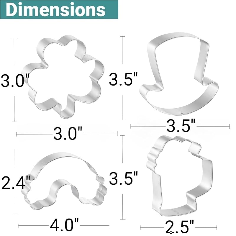 Shamrock Cookie Cutters Set 4 Pcs – 3", 3.5", 4"