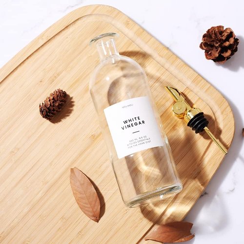 Molimoli Oil and Vinegar Dispenser with Metal Pour Spout, Weighted Pourer, Glass Bottle Dispenser for Kitchen, Olive Oil Cruet, Glass Olive Oil Bottle | 500ml, Set of 4