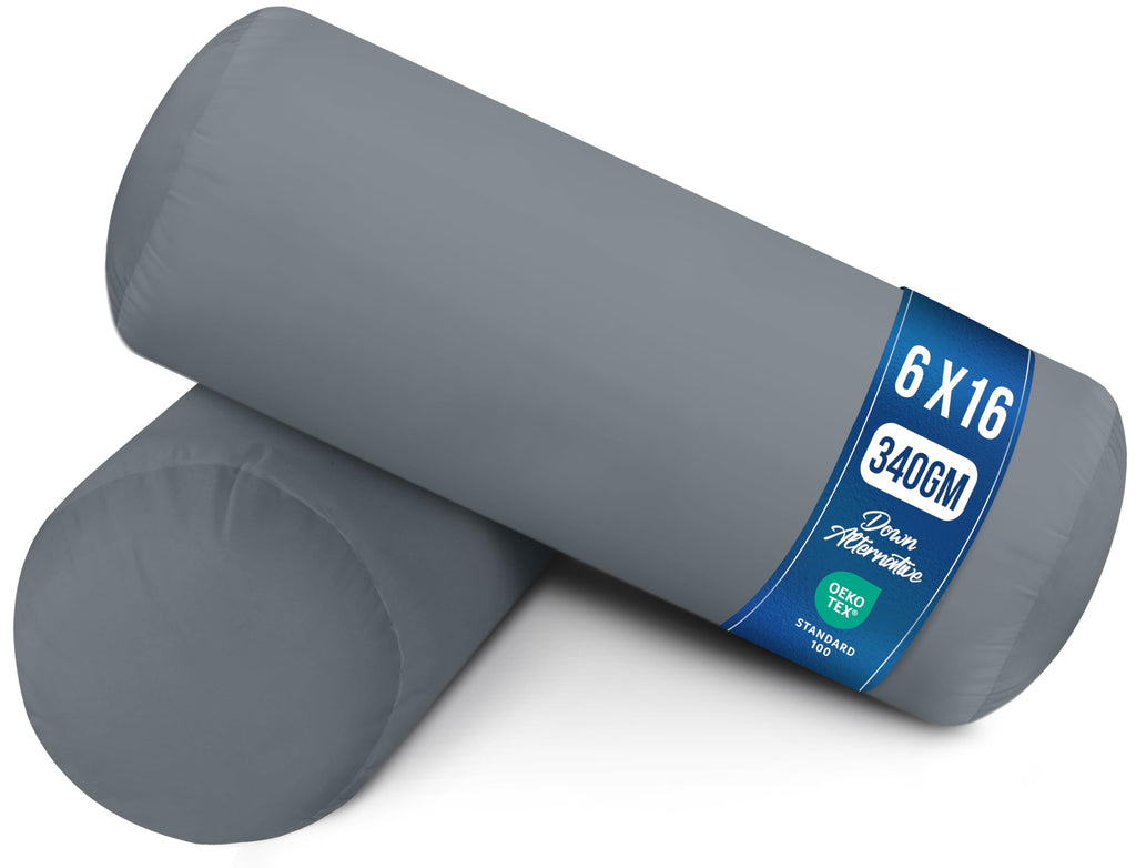Utopia Bedding Bolster Pillows Insert (Pack of 2, Grey) - 6 x 16 Inches Bed and Couch Pillows - Indoor Decorative Pillows