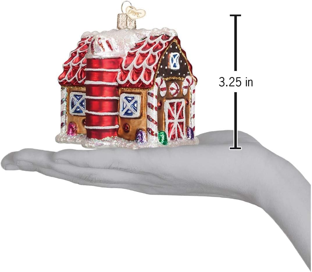 Old World Christmas Gingerbread Barn Ornament - Handcrafted Glass Blown Holiday Decoration