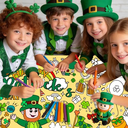 St. Patrick's Day Coloring Tablecloth for Kids - 72" x 30"