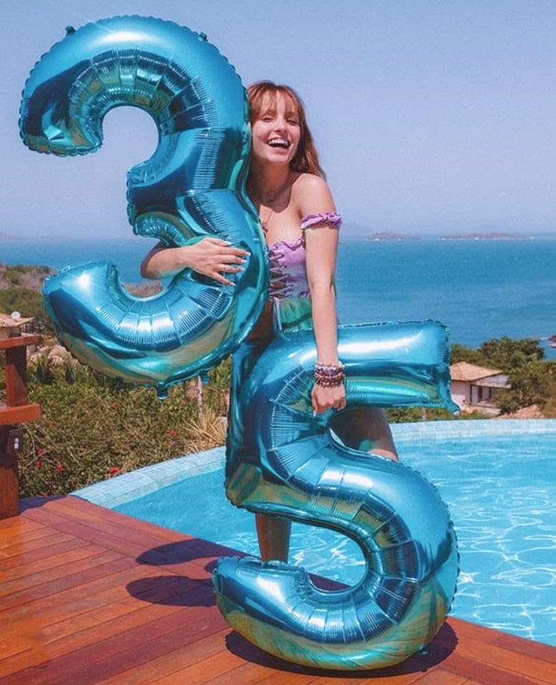 Numbers Balloon - 40 Inch Large Light Blue Balloon for Three Year Old Birthday Decor | Party Decorations