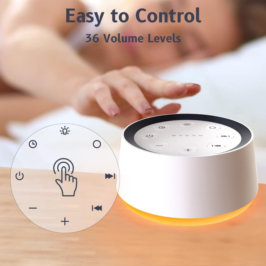 Skiennix Brown Noise Sound Machine - 30 Soothing Sounds & 12 Color Night Light | Memory Function & 36 Volume Levels